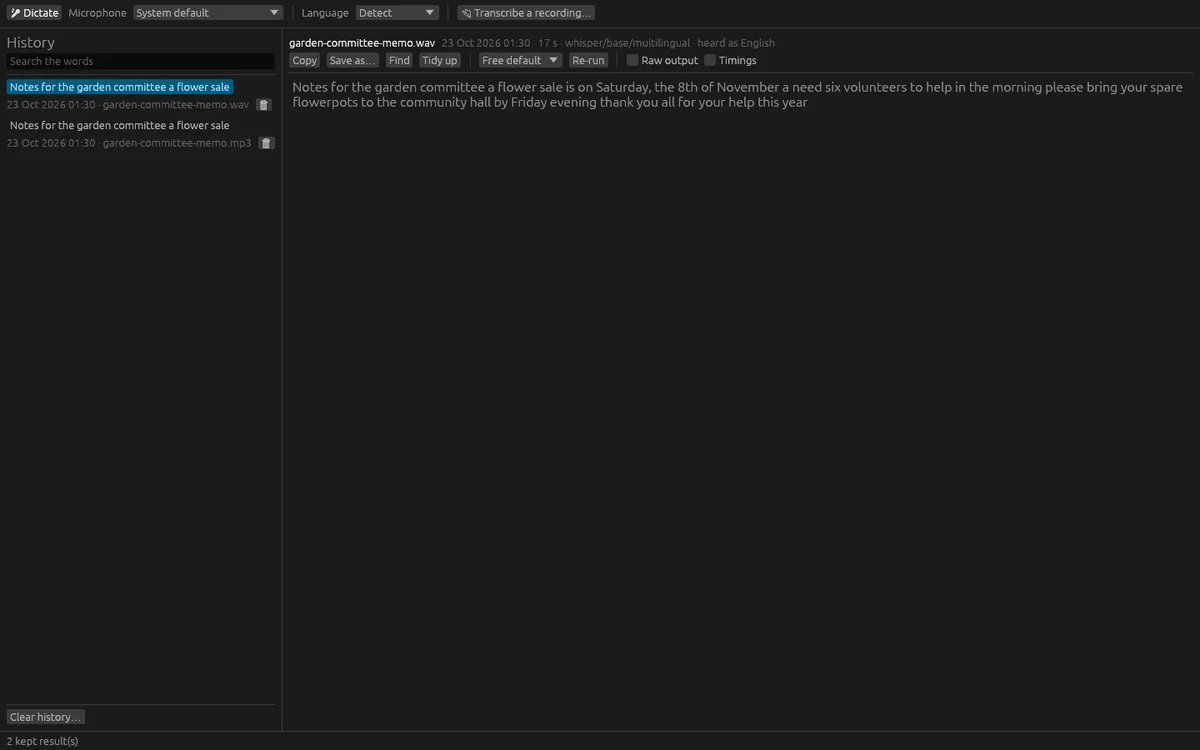 Dictation Lite: Transcript