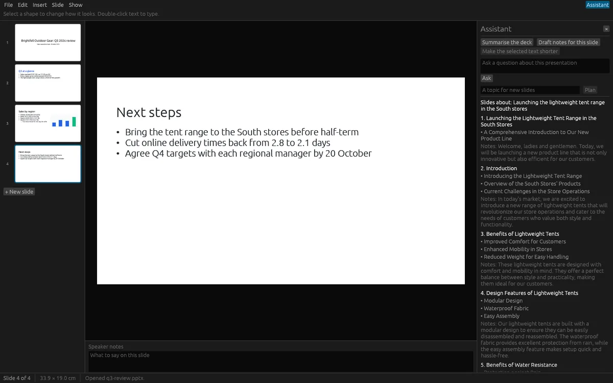 Slides Lite: Plan slides